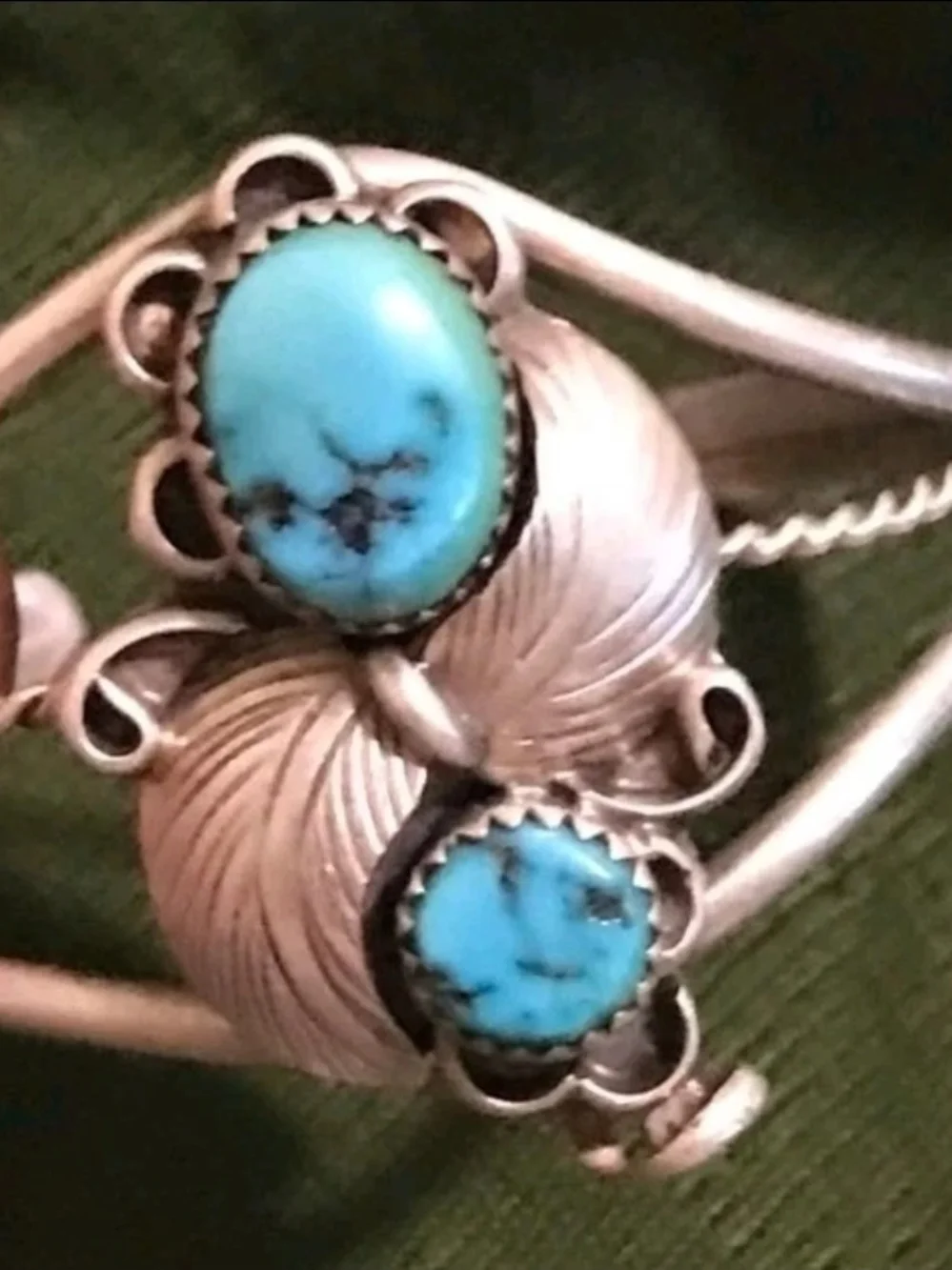 Vintage Navajo Sterling Silver Turquoise Cuff Bracelet & Necklace Signed GJ 925